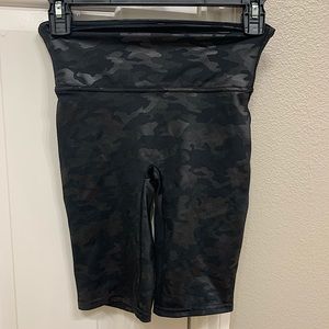 Spanx Faux-Leather Camo Bike Shorts